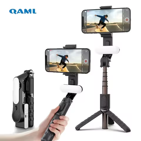 QAML A6 2025 1-axis handheld gimbal stabilizer w/ selfie stick/tripod, wireless remote, 400mAh Li-io