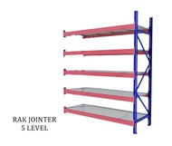 rak gudang kapasitas 1 ton/shelving rak import besi baja - jointer 5 susun t250 p240 l100