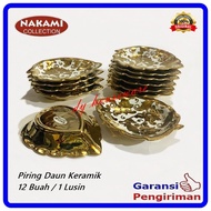 Piring Daun Keramik Emas Piring Kue 12 Pcs 1 Lusin 6 Pcs 3 Pcs Nakami