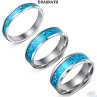 BRABRAA 2PCS Blue Opal Inlay Ring, 8mm 6mm 4mm Width Stainless Steel Stainless Steel Wedding Ring, E