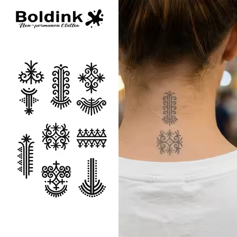 BOLDINK Ethnic Tribal Pattern Moisturizing Tattoo Sticker Unisex Fashion Design Easy Apply Waterproo