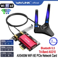 Wavlink Ax5400 Wi-Fi 6E Intel AX210การ์ดเน็ตเวิร์กไร้สาย2.4G/5G/6Ghz Tri-Band อะแดปเตอร์ Wifi 5.3บลูทูธและไวไฟ6สำหรับพีซีตั้งโต๊ะการ์ด Wifi ไร้สาย
