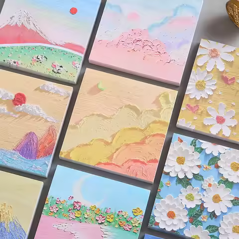Landscape oil painting Sticky notes can be torn note book with sticky message stereo Instagram high 