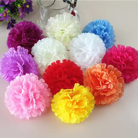 100pcs 9cm 16Colors Fabric Artificial Carnation Silk Flower Heads DIY Accessories Arch Flowers Weddi