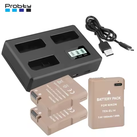 New EN-EL14a EN-EL14 Battery + LCD 3 Card Slot Charger for Nikon D5600, D3200, D5200, D5300, DF Cool