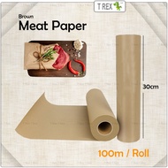 Brown Butcher Meat Paper Roll Uncoated / Food Wrap Packaging Paper Roll / Kertas Bungkus Daging