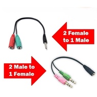 AUX Audio Mic/Earphone/Headphone Audio Splitter Cable 2 Male TO 1 Female / 1 Male TO 2 Female - 3.5m