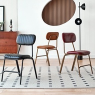 Household Cafe Retro American LOFT Genuine Leather Simple Industrial Style Backrest Chair Dining Cha