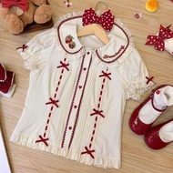 Lolita Velvet Strawberry Lolita Doll Short Sleeve Inner Shirt 5.4