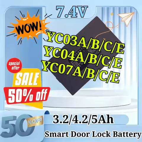 YC03A/B/C/E YC04A/B/C/E YC07A/B/C/E 7.4V 3.2/4.2/5Ah Lithium Smart Door Lock Battery Type-C Replacem