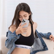 <906> ของแท้ CK ชุดชั้นในสตรีเสื้อกล้ามผ้าฝ้ายแท้ใส่สบายชุดกีฬาเซ็กซี่กันกระแทก V ดันทรงไม่มีโครงเหล