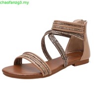 Flat sandals women bohemian versatile fairy style gladiator shoes seaside beach shoes plus size 36-4
