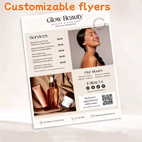 50/100Pcs Custom Photo Single Sided Paper Flyer, Beauty Salon Flyers, Invitation Printing, Full Colo
