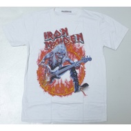 [Mr.17] Iron Maiden Iron Maiden Band White T-shirt Short Sleeve Skull Heavy Metal (HW029)