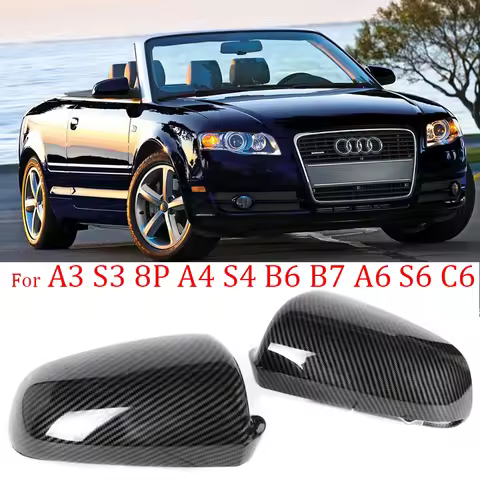 Carbon pattern Side Wing Mirror Caps For Audi A3 S3 8P A4 S4 B6 B7 8E 8H A6 S6 C6 4F Pre-facelift Re