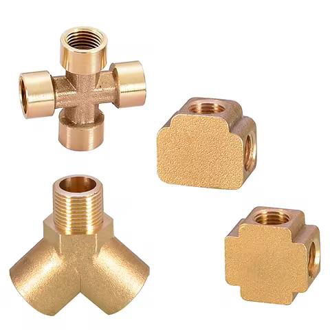 Brass Pipe Connector 1/8'' 1/4'' 3/8'' Female Male Thread Tee/Cross/Square/Y Type Butt Joint Adapter