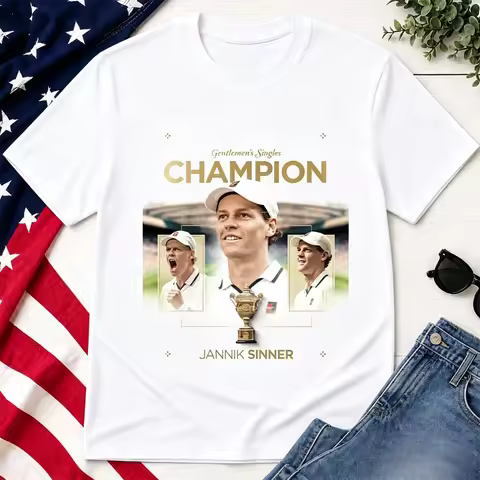Jannik Sinner Tennis Champion 2026 T-shirt Men Women Summer 100 Cotton Clothing Oversize Short Sleev
