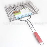 BBQ Stainless Steel BBQ Net Grilled Fish Net Foldable Square Grilling Net Grilled Fish Tongs Detacha
