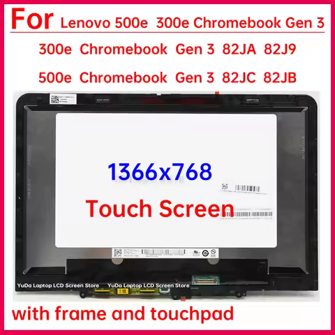 11.6" Touch Screen For Lenovo 300e Chromebook Gen 3 82JA 82J9 500e Gen 3 82JC 82JB LCD Display Digit