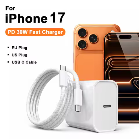 PD 30W Fast Charger Power Adapter For iPhone 17 Pro Max USB Type C To C Fast Charging Cable For iPho