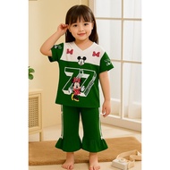 HIJAU COD / GIRLS' CUBRAI SET WITH 77 GREEN MOTIF AGES 2 YEARS - 12 YEARS