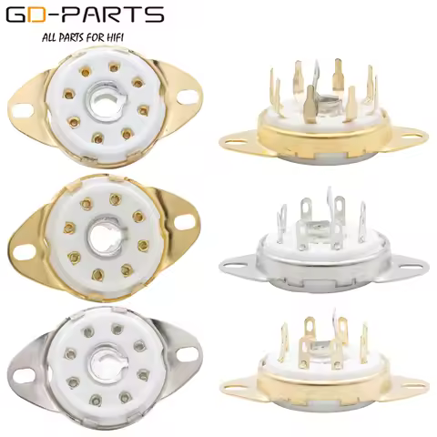 GD-PARTS 8pin B8G Loctal Ceramic Tube Sockets For 5B254 4P1S 7N7 C3G Bottom Chassis PCB Mount Tin Go
