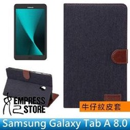 【妃小舖】三星 Galaxy Tab A 8.0 T380/T385 牛仔紋 帶扣/支架/插卡 平板 皮套/保護套