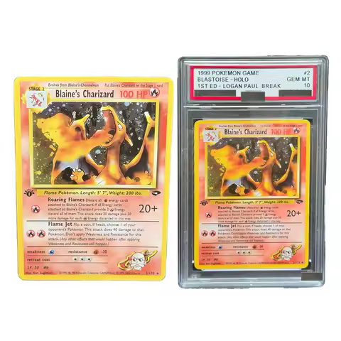 DIY PTCG 1999 BLASTOISE Custom Handmade Holographic Collectible Card CHARIZARD-HOLO With Protective 