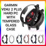 Garmin Venu 2 Plus Hard PC With Tempered Glass Case Garmin Venu 2Plus Smart Watch Full Coverage Protector Cover