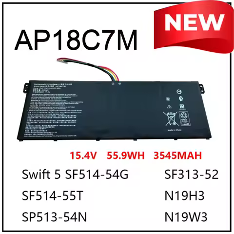 Notebook AP18C7M Laptop Battery Compatible with Acer N19H3 SF514-54/55TA SP513-54N SF313-52 AP18C7M 
