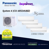 (R410A) Panasonic System 4 Aircon - 4XS34UBZ, 5 Ticks, Free Installation for 25 Feet/Fan-coil