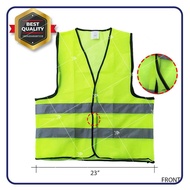 Safety Security Fluorescent Green Traffic Vest Visibility Enclosure with Velcro Stick-On Pad Polyest