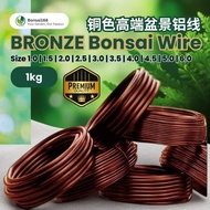 1KG 500G BRONZE COLOR BONSAI ALUMINIUM WIRE Size from 1.0mm to 5.0mm BONSAI used 高端铜色盆景铝线 DAWAI