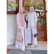 KATUN KEMEJA Sapiasi.id 田 NUNA SET Stripe Shirt Pants Skirt SET premium Suede Cotton Material Baju S