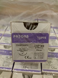 ไหมเย็บแผลติดเข็มแบบละลาย PASORB (Polyglycolic Acid) 12pcs/box