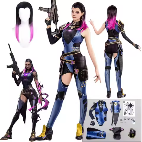 Reyna Cosplay Costume Wig Game Valorant Reyna Women Outfits Prop Halloween Carnival Party Clothes