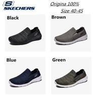 แท้ 100% Skechers Slip-Ons shoes 40-45 รองเท้าลำลองสีดำบริสุทธิ์สำหรับผู้ชายและผู้หญิงรองเท้าวิ่ง Green 43