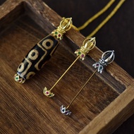 S925 Sterling Silver Dzi Bead Buckle Head Standing Wear Pendant Empty Holder Men Women Style Can Uns