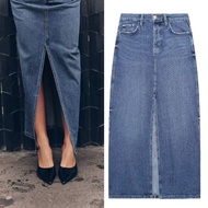 Blue Front Slit Skirt Denim 76053