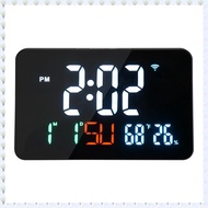 (PZXS) WiFi Clock Extra Large Letters Temperature and Humidity Calendar Week 4-Level Brightness