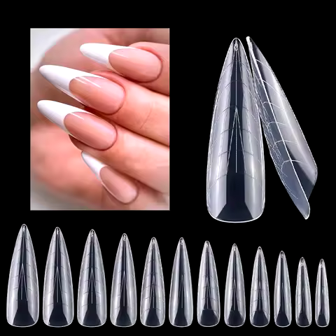 Dual Forms Long Stiletto Poly Extension Gels Quick Building Nails Mold Full Cover Finger Top Forms T