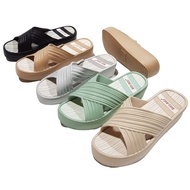 Bara~Bara Women's Rubber Jelly Sandals Cross-Strap Striped Pattern MJZEB1938-SLTMM (AF2)