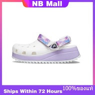 ของแท้พิเศษ Crocs Classic Hiker Clog White Purple Shoes Non-Slip Thick Sole Beach Sandals 207772-577