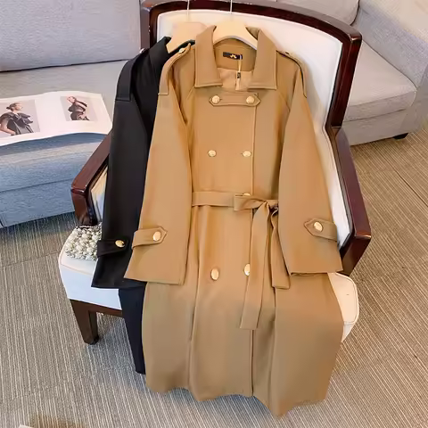 Plus Size Women Coats and Jackets Autumn Mid Length Trench Coat Korean Fashion Winter Clothes Women 