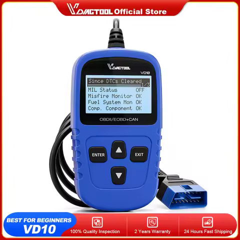 VDIAGTOOL VD10 OBD2 Scanner Car Diagnostic Tool OBD2 Code Reader Engine DTC Lookup Clear Error Full 
