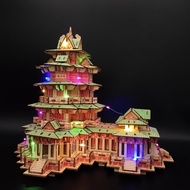 3D puzzle toy Yuejiang Tower Laser Model HG-F031 - Comes with decorative USB LED light