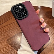 Wine Red Suede Leather Casing for OPPO A78 A96 A92 A9 A76 A53 A52 A31 A5 A3 Pro A15 A15s A12e Reno 1