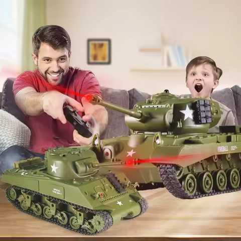 Henglong 2.4 RC Tank, Sherman vs Pershing Infrared Battle Tank GHz RC Battle Tank Remote Control Us 