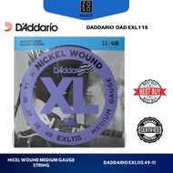 'ADDARIO EXL115 MEDIUM/BLUE JAZZ-ROCK ELECTRIC GUITAR STRINGS 11-49/GITAR STRING/ZOSO MUSIC SABAH