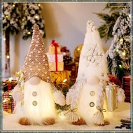 Set of 2 Christmas Gnomes, Lighted Christmas Gnomes Figurines  Plush Xmas Decorations - White Winter